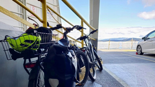 Our e-bikes aboard the Washington State Ferry, going carless in the San Juans{&nbsp;}(Image: Richard Schmitz for Seattle Refined) 