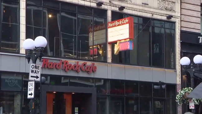 This photo shows the Hard Rock Cafe location in Seattle. The restaurant just announced that it will be permanently closing its doors on December 1, 2023. (KOMO News)